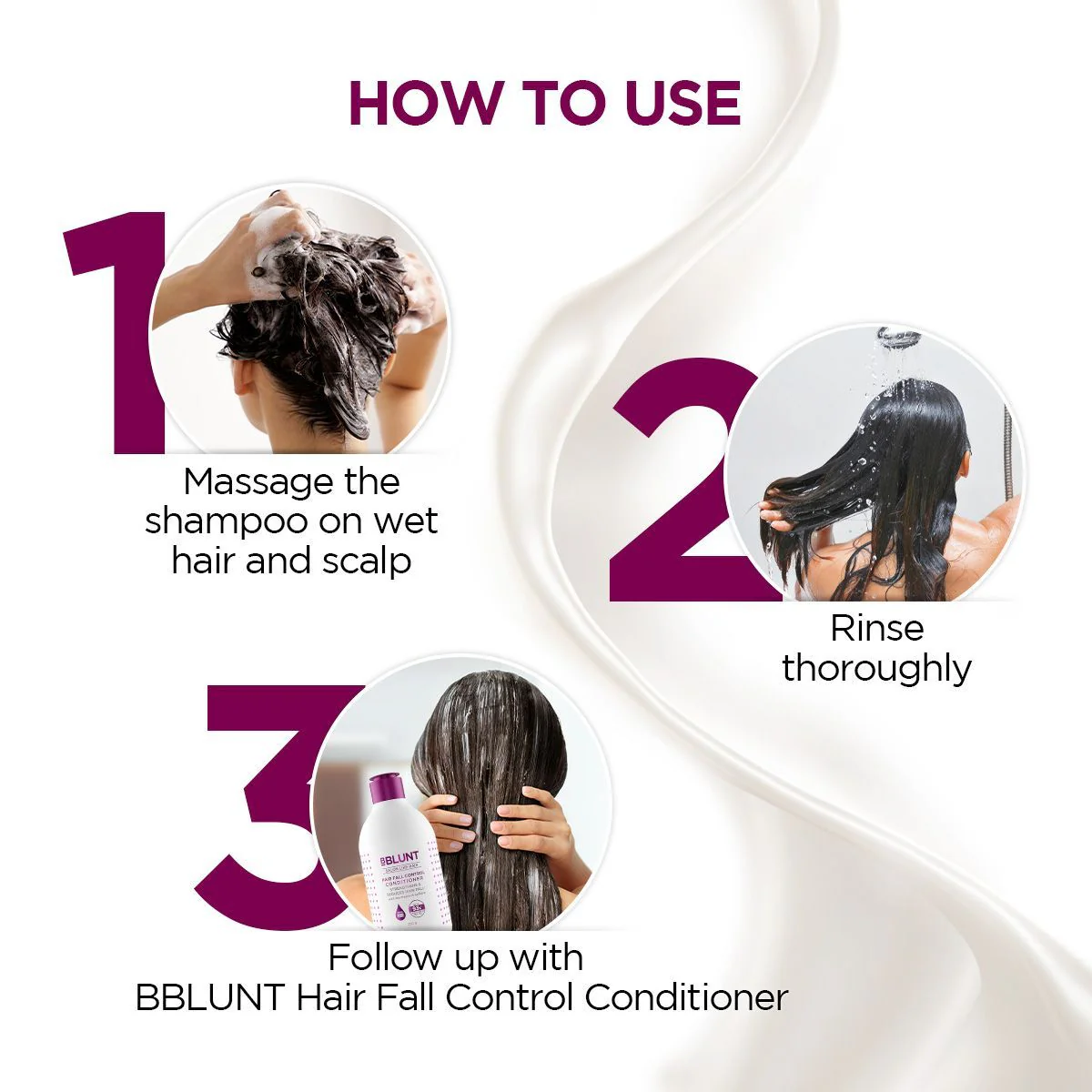 Hair Fall Control Shampoo with Pea Protein & Caffeine for Stronger Hair - 300 ml - Image 3