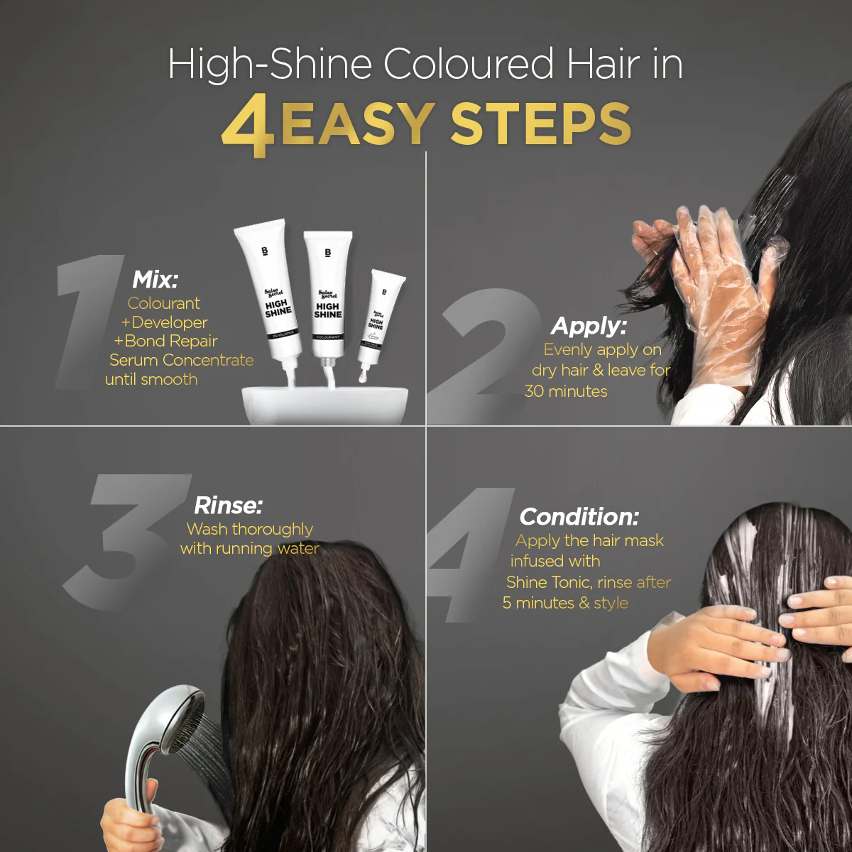 High Shine Conditioning Hair Colour - Chocolate Dark Brown (Shade 3)(Pack of 2) - Image 9