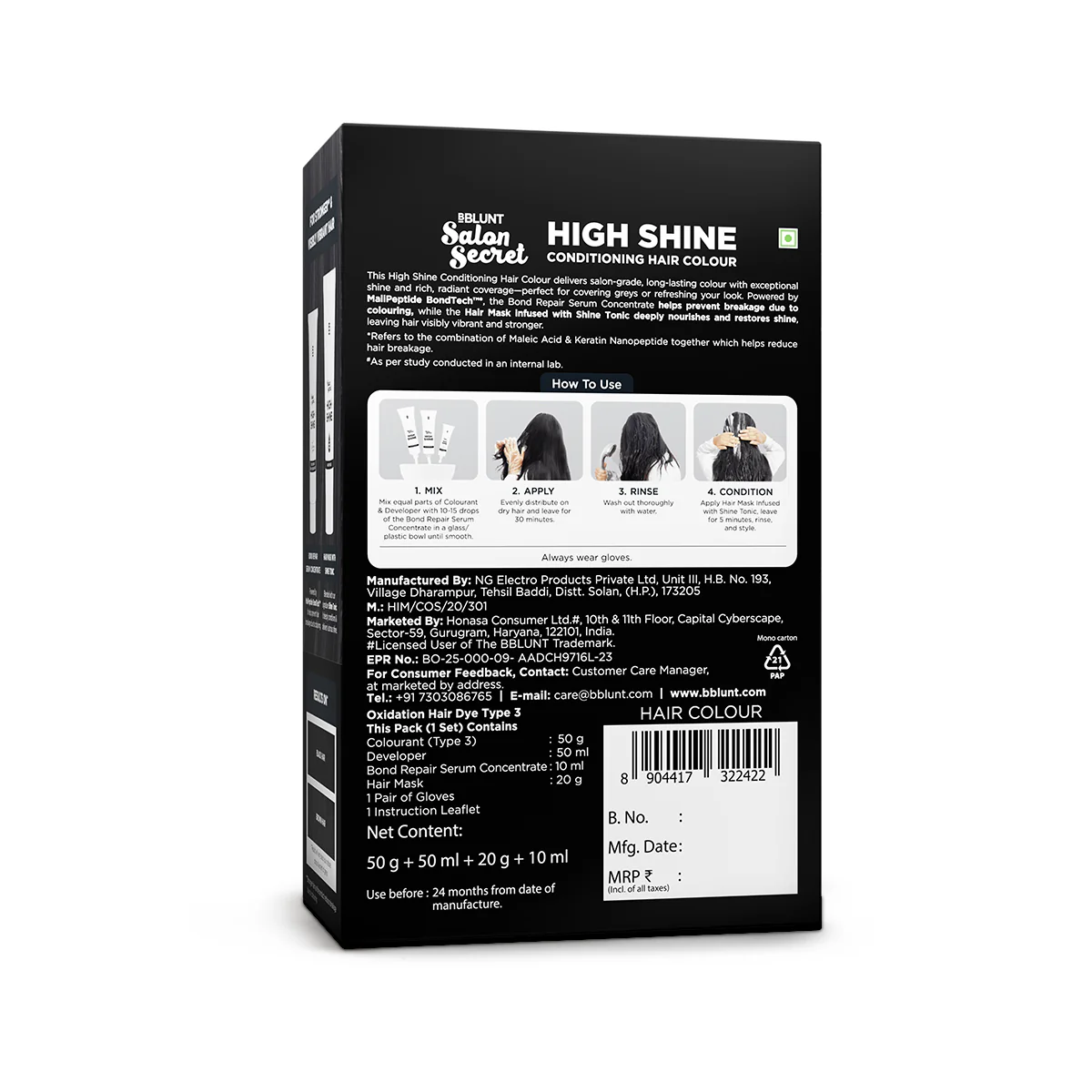 High Shine Conditioning Hair Colour - Natural Black (Shade 1) - Image 12