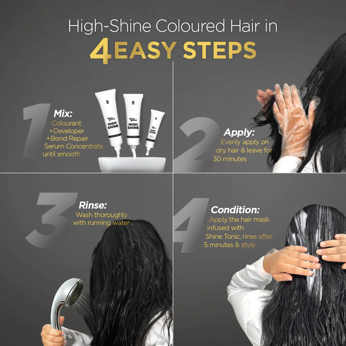 High Shine Conditioning Hair Colour - Natural Black (Shade 1) - Image 8