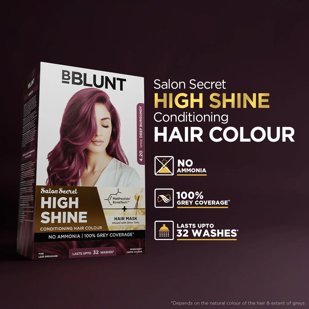 High Shine Conditioning Hair Colour - Wine Deep Burgundy (Shade 4.20) - Image 3
