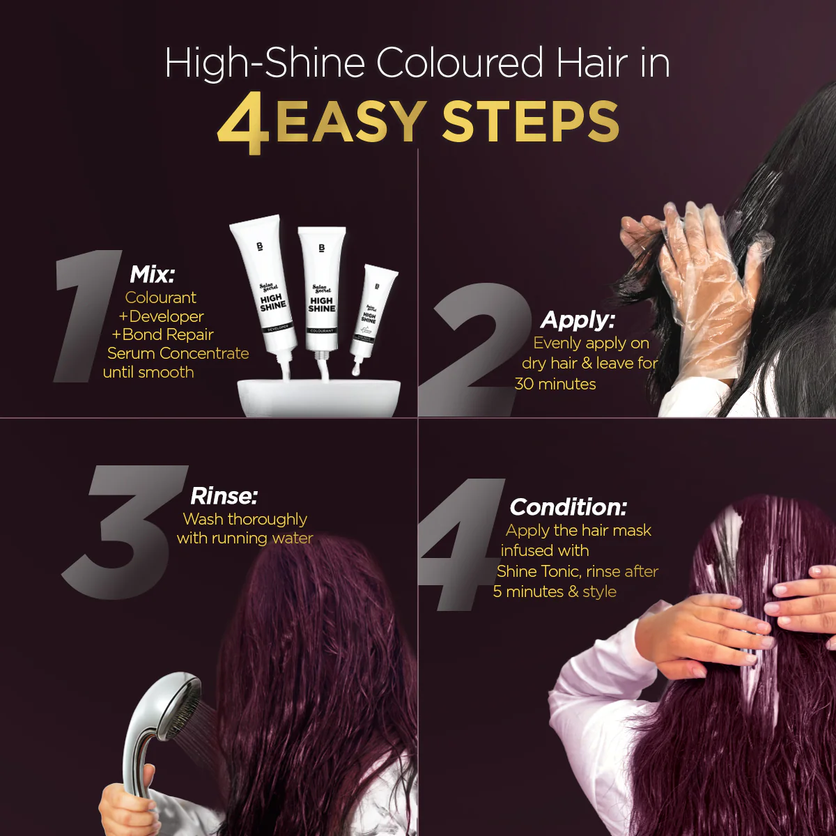 High Shine Conditioning Hair Colour - Wine Deep Burgundy (Shade 4.20) - Image 9