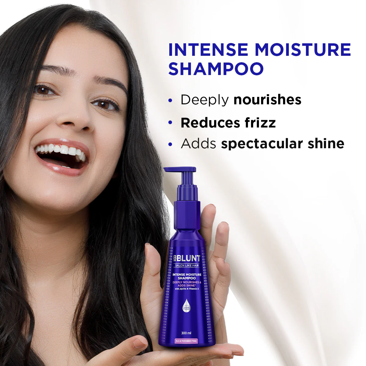 Intense Moisture Shampoo with Jojoba and Vitamin E for Dry & Frizzy Hair - 300 ml - Image 3